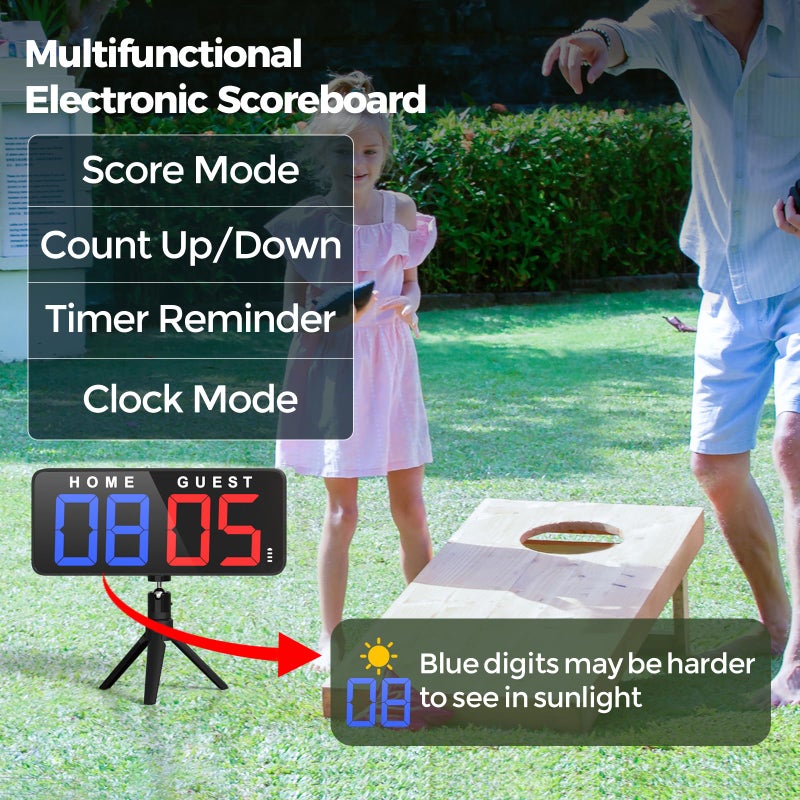 ANJANK 11 Large Digital LED Scoreboard Electronic Score Keeper Clock  Countdown/up  with Powerful Battery  4 Mounting Options  for Corn Hole/Ping Pong/Table Tennis Sports  Indoor & Outdoor Games - Image 2